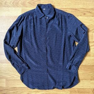 Vintage Botique Navy Polka-Dot Blouse